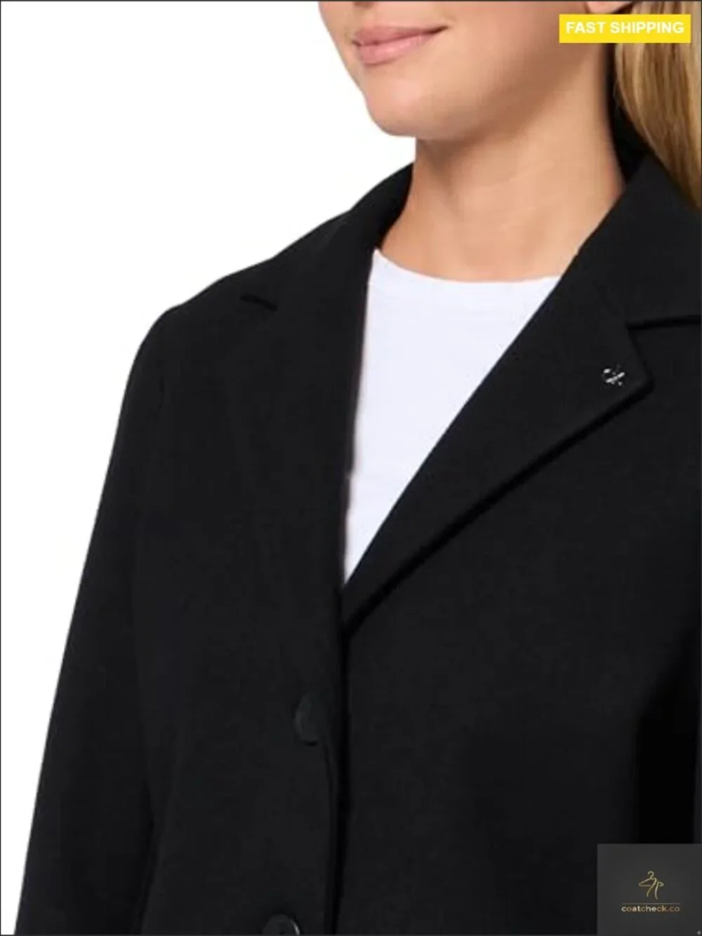 Classic Faux Wool Overcoat – Long Button Front Winter Jacket